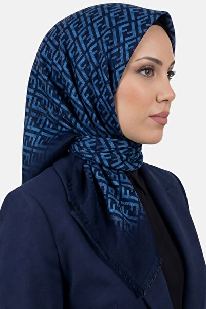 hadiora Women's Navy Blue F Patterned Flared Scarf