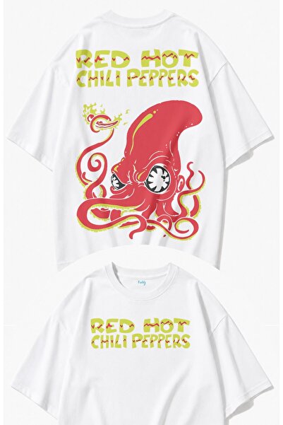 Fuddy Moda Μπλουζάκι Unisex με στάμπα στην πλάτη Red Hot Chili Peppers, Υπερμ...