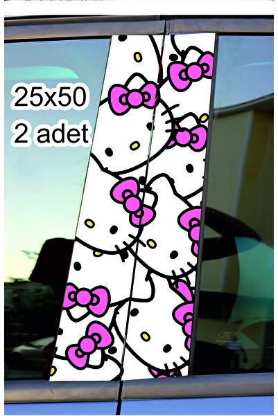 ESLEM Araba Direk Kaplama Folyosu Hello Kitty Çizgi Film Baskılı Araç Sütun G...