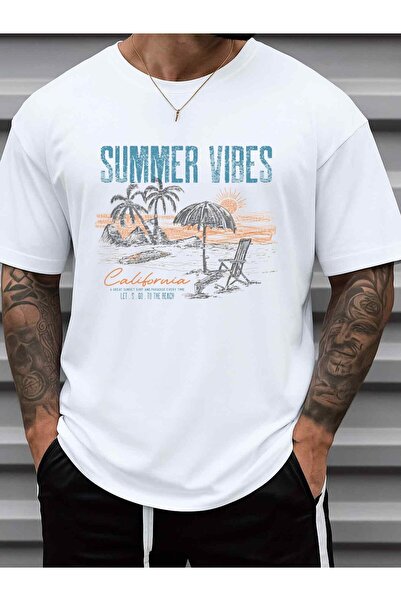 NOURAM تي شيرت SummerVibesTee City |   قميص أبيض 100٪ بوزن 180 جرام، مطبوع بت...
