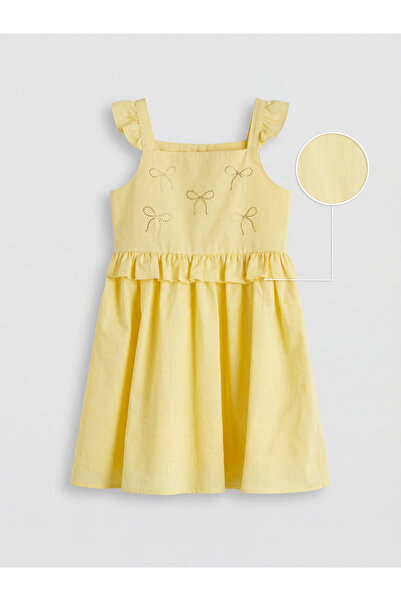 LC Waikiki Rochie de fete cu aspect de in, culoare piatră