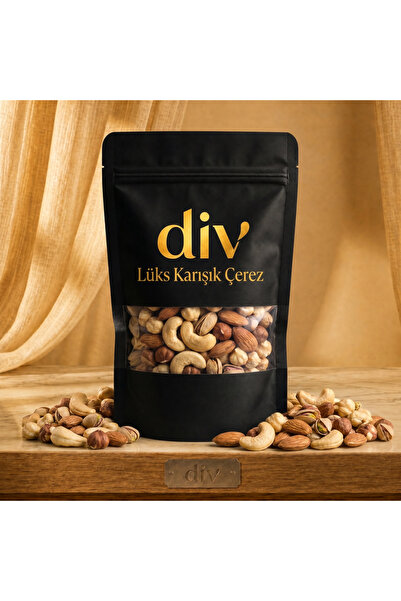 div Lüks Karışık Çerez 500 g | Kavrulmuş Antep Fıstığı Badem Fındık Kaju | Pr...
