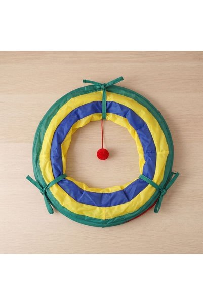 almital mobilya aksesuarları furniture accessories 2 Pieces Cat Play Tunnel Set with Foldable Pompom Toys 25X50 cm