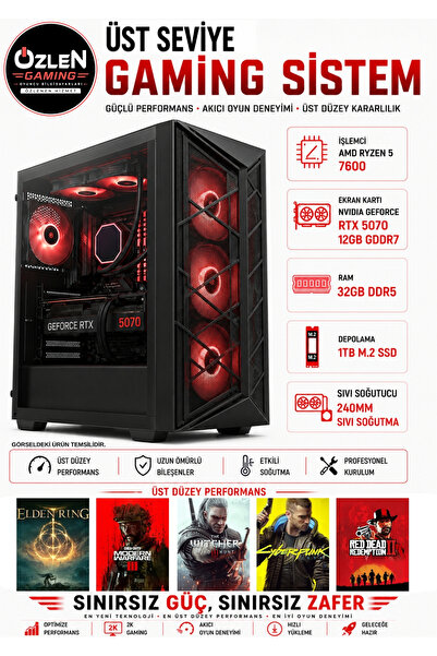ÖZLEN XL12 RYZEN 5 7600 RTX 5070 12GB 32GB DDR5 RAM 1TB M.2 SSD Üst Seviye Oy...