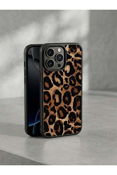 OSG İphone 15 Pro Uyumlu Leopar Desenli Parlak Lüx Darbe Koruma Telefon Kılıfı