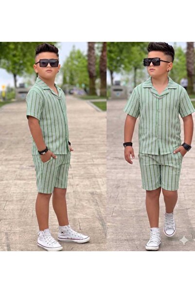 Ütk kids Boy's Summer 2-Piece Linen Set Shirt+Shorts