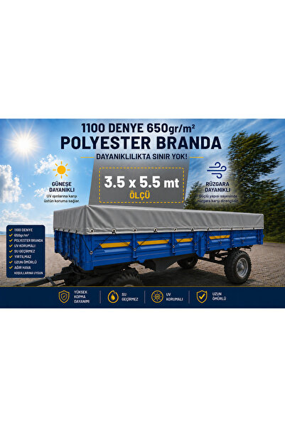 BRANDACIM RÖMORK BRANDASI 3.5x5.5MT-GENEL KULLANIM-TRAKTÖR-KAMYONET-650gr KAL...