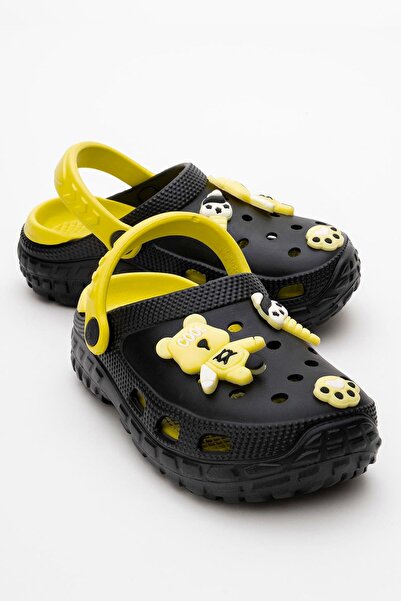 Bellaura Black and Yellow Teddy Bear Unisex Children's Orthopedic Non-Slip Sl...