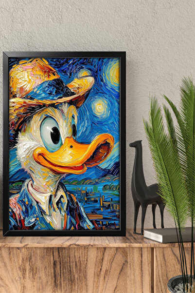 Erfa Concept Siyah Ahşap Çerçeve Görünümlü Mdf Tablo Van Gogh Tarzı Ördek Tem...
