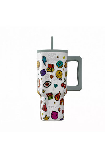 Estia Home Art Ανοξείδωτο Ποτήρι με Καλαμάκι XL Urban Vibes 900ml Estia