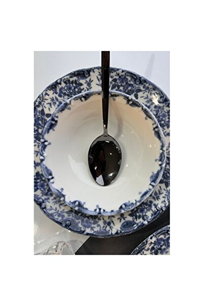 Empressco Vintage Blue 6 Kişilik Premium Porselen Çorba Kasesi, Şık ve Dayanıklı