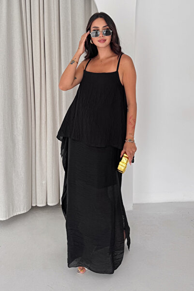 Noa&Noa Women's Strappy Flounce Detailed Casual Maxi Dress Relaxed Fit Summer...