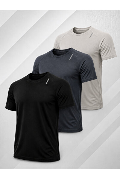 De Carte 3-Pack Sporty Quick-Drying Breathable Athletic Technical T-Shirt wit...