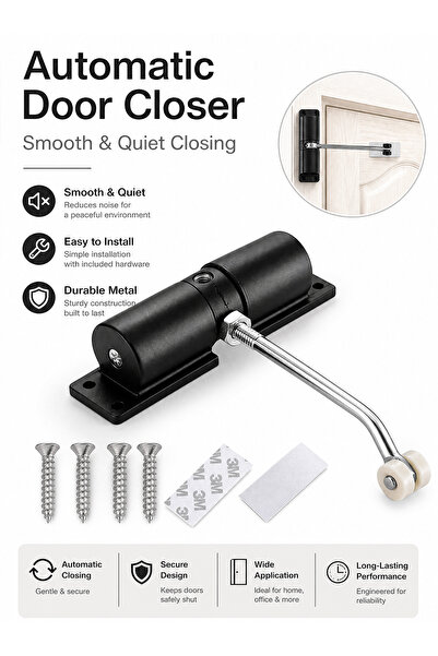 Bayt Aura Automatic Adjustable Door Closer Silent Double Spring Metal Door Cl...