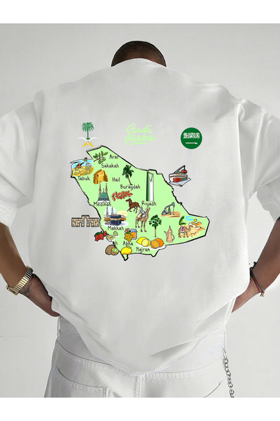 SAUDI Men and Women's 100% Cotton T-Shirt - Oversized Crew Neck Short Sleeve ...