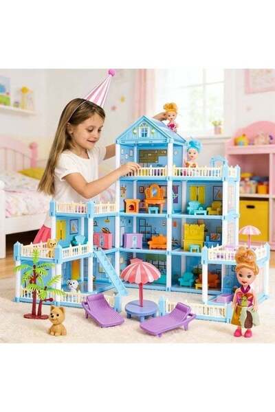Generic 298 Piece Abs Diy Dollhouse Princess Castle Role Play Furniture Light...