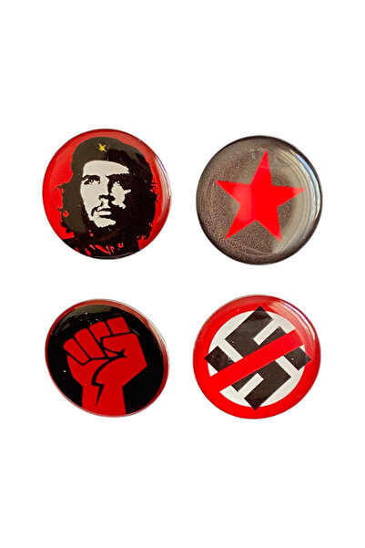 Yaya Dizayn Che Guevara Temalı 4'lü Parlak Baskılı Rozet Seti