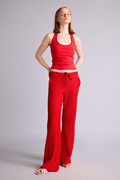 DeFacto Wide Leg Pocketed Regular Waist Standard Length Wrinkled Trousers F76...