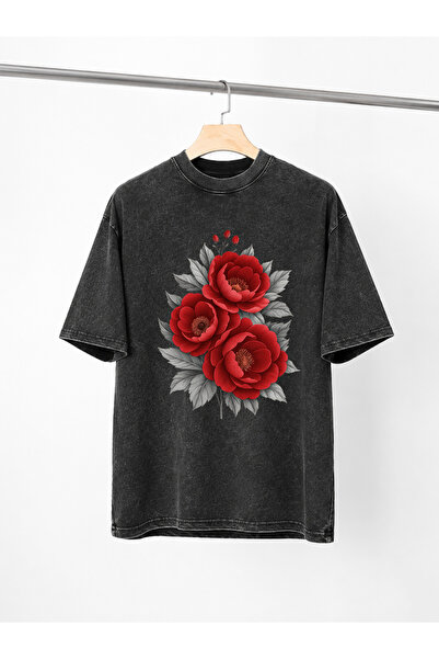 ELAN WEAR تي شيرت كبير الحجم للجنسين قابل للغسل، تي شيرت مغسول بتصميم عتيق عل...