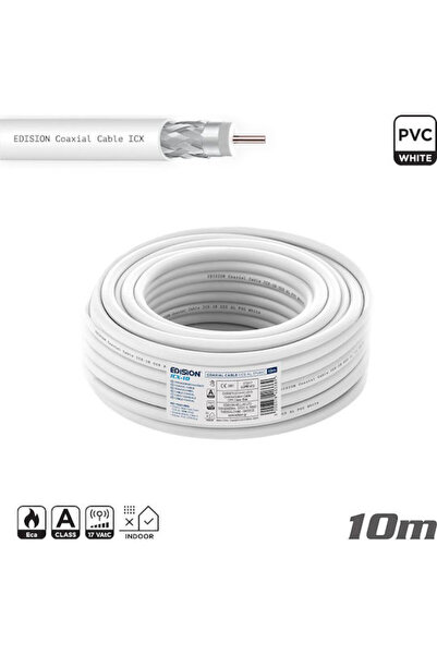 Edision Ομοαξονικό Καλώδιο Icx-10 Ccs Al Eca Pvc Λευκό 10μ