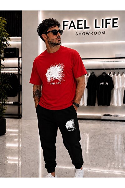 FAEL LİFE Unisex Wide-Let T-Shirt and Trackpants Tiger Printed Set