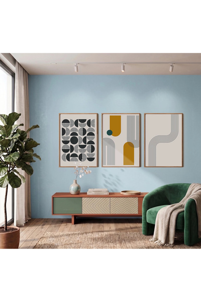 KOLAJTASARIM Set de pictură pe pereți, geometric, abstract, galben-verde, din...