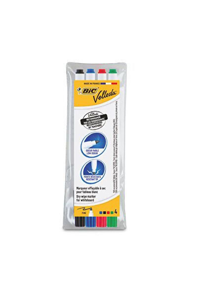 Bic Marker pentru tablă albă, set de 4, Velleda, vârf fin, 1721