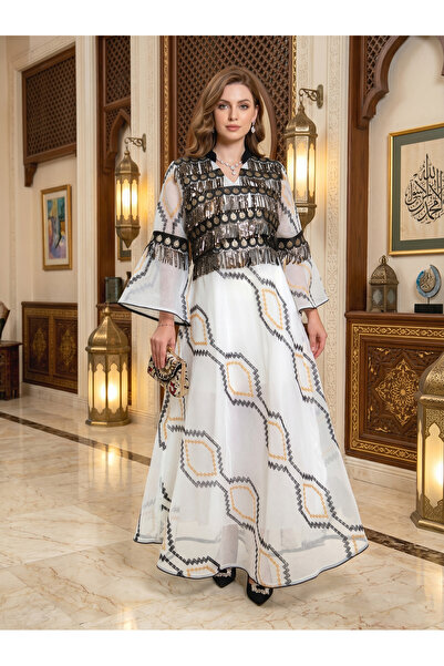 Greneric Luxury Embroidered Jalabiya Modest Long Dress