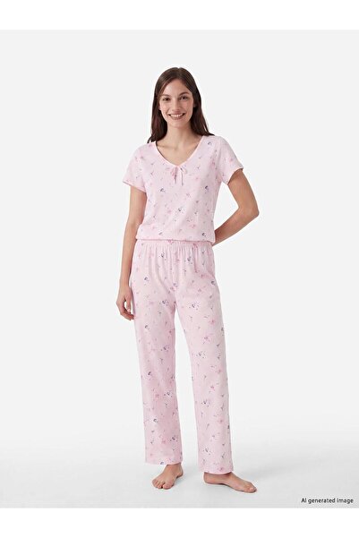 LC Waikiki V-Neck Floral Women's Pajama Set (S6)