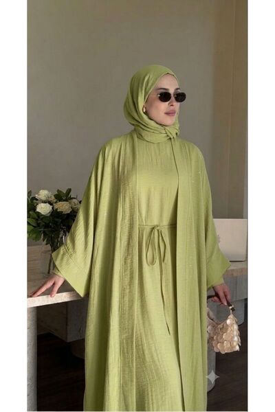 YS BUTİK TAŞ DETAYLI ASTARLI ABAYA TAKIM