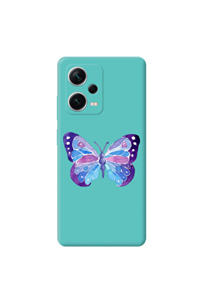 Other Xiaomi Poco X5 Big Butterfly Turquoise Colored Silicone TPU Θήκη