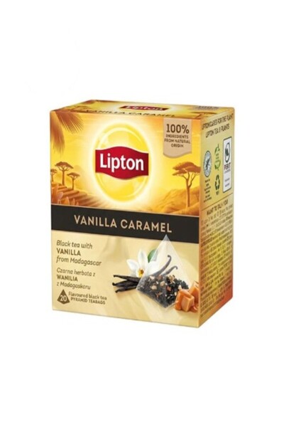 Lipton Vanilla Caramel, ceai, Negru, 20 pliculete piramidale