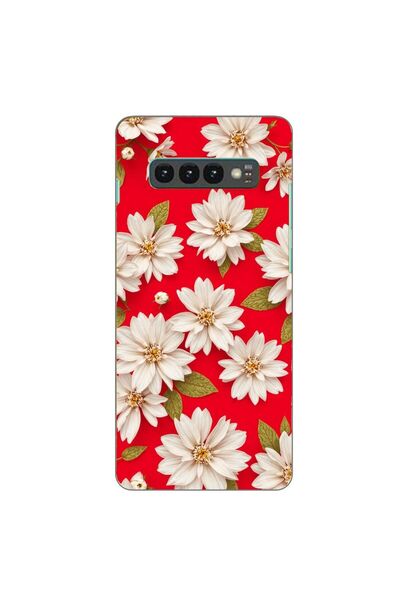 OEM Case compatible with Samsung Galaxy S10 Silicon Gel Tpu Model White Flowe...