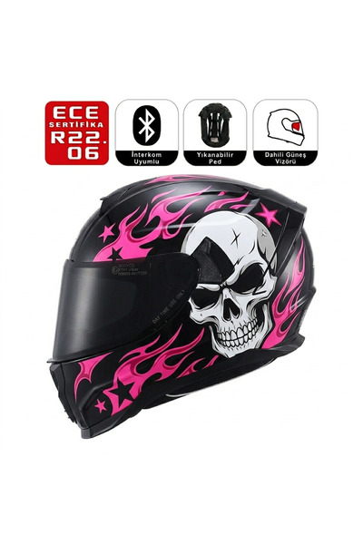 Scoyco FF869 Skull Motosiklet Kaskı Güneş Vizörlü Full Face Motorcu Kask