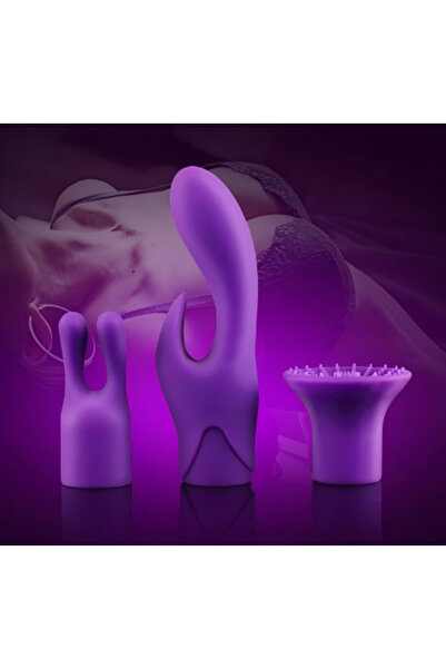 Byzon Premium 3'ü 1 Arada Şarjlı Güçlü Titreşimli Vibratör Seti Değiştirilebilir 3 Başlıklı