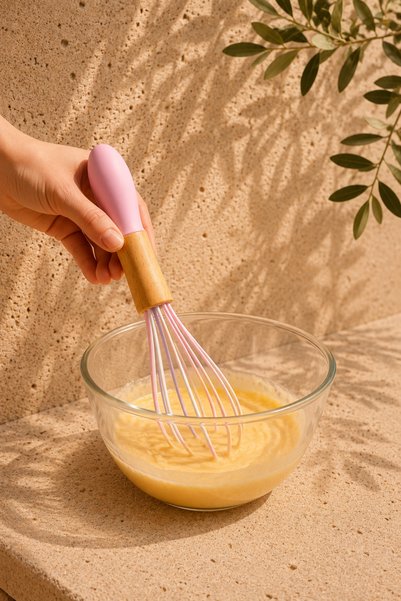 Tutku Home Colorful Wooden Handle Silicone Whisk Pink 28 cm