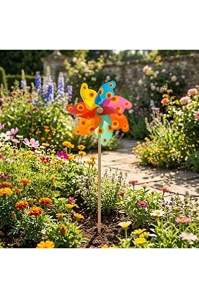 SHOPIENS Moară de vânt decorativă colorată și model floarea-soarelui 55 cm