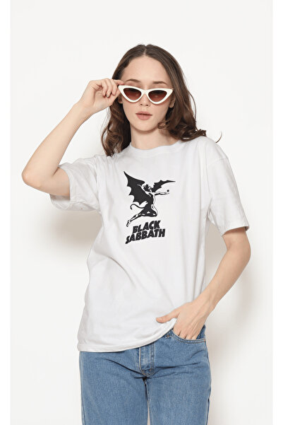 buzagi tasarım ürünleri Black Sabbath Unisex White Regular T-Shirt