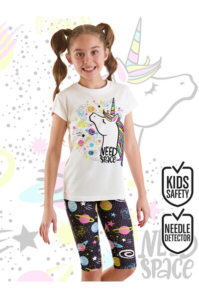 Denokids MS-068 Uzayda Unicorn T-Shirt Tayt Takım