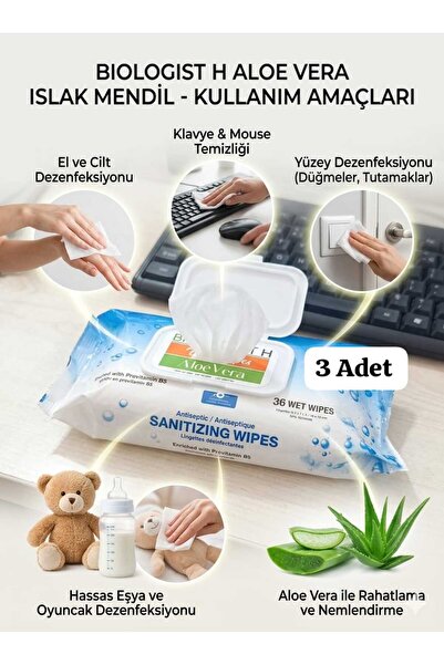 ÇEÇEN HOME Disinfectant Wipes with Aloe Vera, Set of 3 - Complete Protection ...