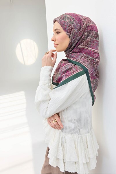 Silk Home وشاح فيلورا بنمط عرقي فوشيا 90x90