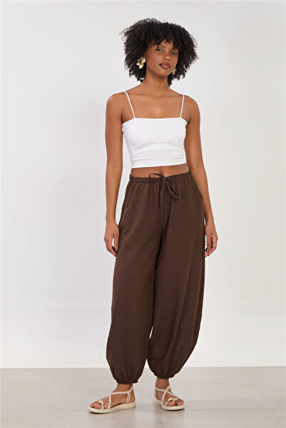 BARRELS AND OIL Women's Elastic Waist Drawstring Shalwar Trousers - Bitter Co...