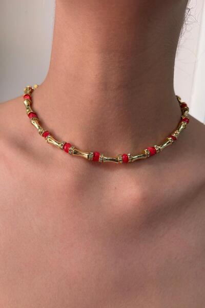 Charmist Steel Bamboo Coral Necklace