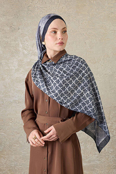 SilkTouch Black Fog Garden Patterned Double-Sided Organic Shawl