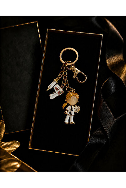 PULİNİN DÜKKANI Nurse Keychain – Gold Bag Ornament with Doctor Figure – Gift ...