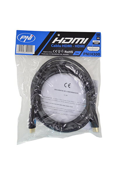 PNI Cablu HDMI H300 de mare viteză 1.4V, tată-tată, Ethernet, placat cu aur, 3m