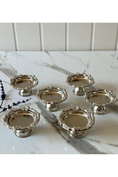 Melinda home 6 Adet Tomurcuk Gümüş-Gümüş Çay Ve Kahve Yanı Lokumluk, Makaronl...