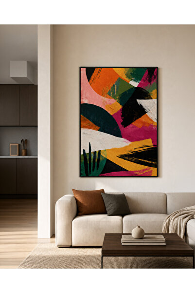 nuvahometr Modern Soyut Renkli Çerçeveli Poster Tablo Ev Ofis Dekorasyonu
