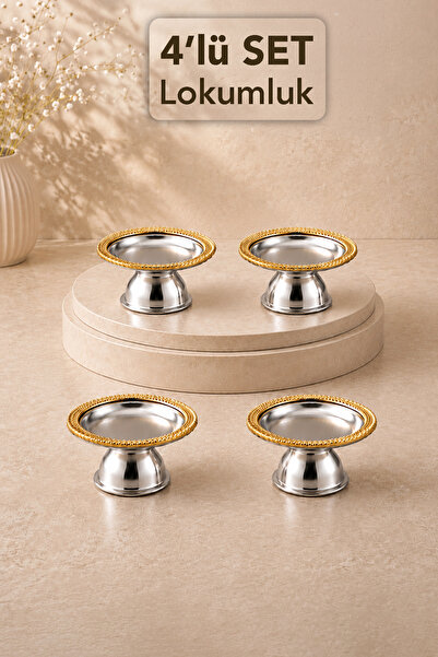 Meleni Home 4-Piece Gold Presentation Bowl with Spike Pattern - Chocolate Del...