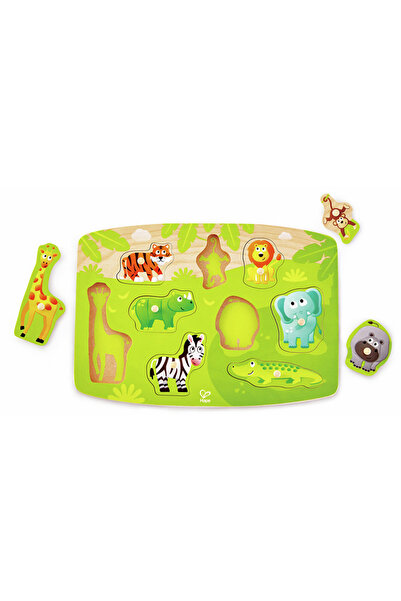 Hape Puzzle din lemn cu butoni - Animale din Jungla